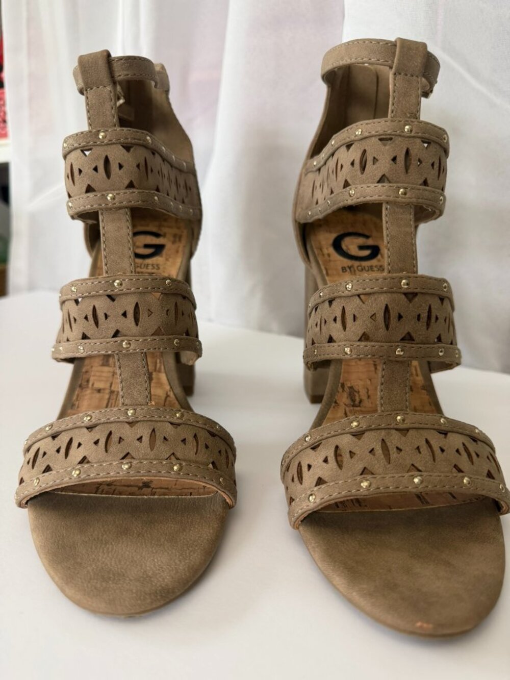 G by Guess Gladiator Block‑Heel Sandals – 8.5M
